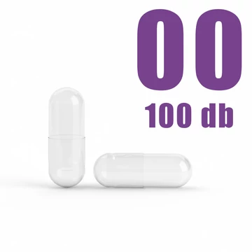 Üres Pullulán kapszula, "00"-ás méret, áttetsző, 100 db